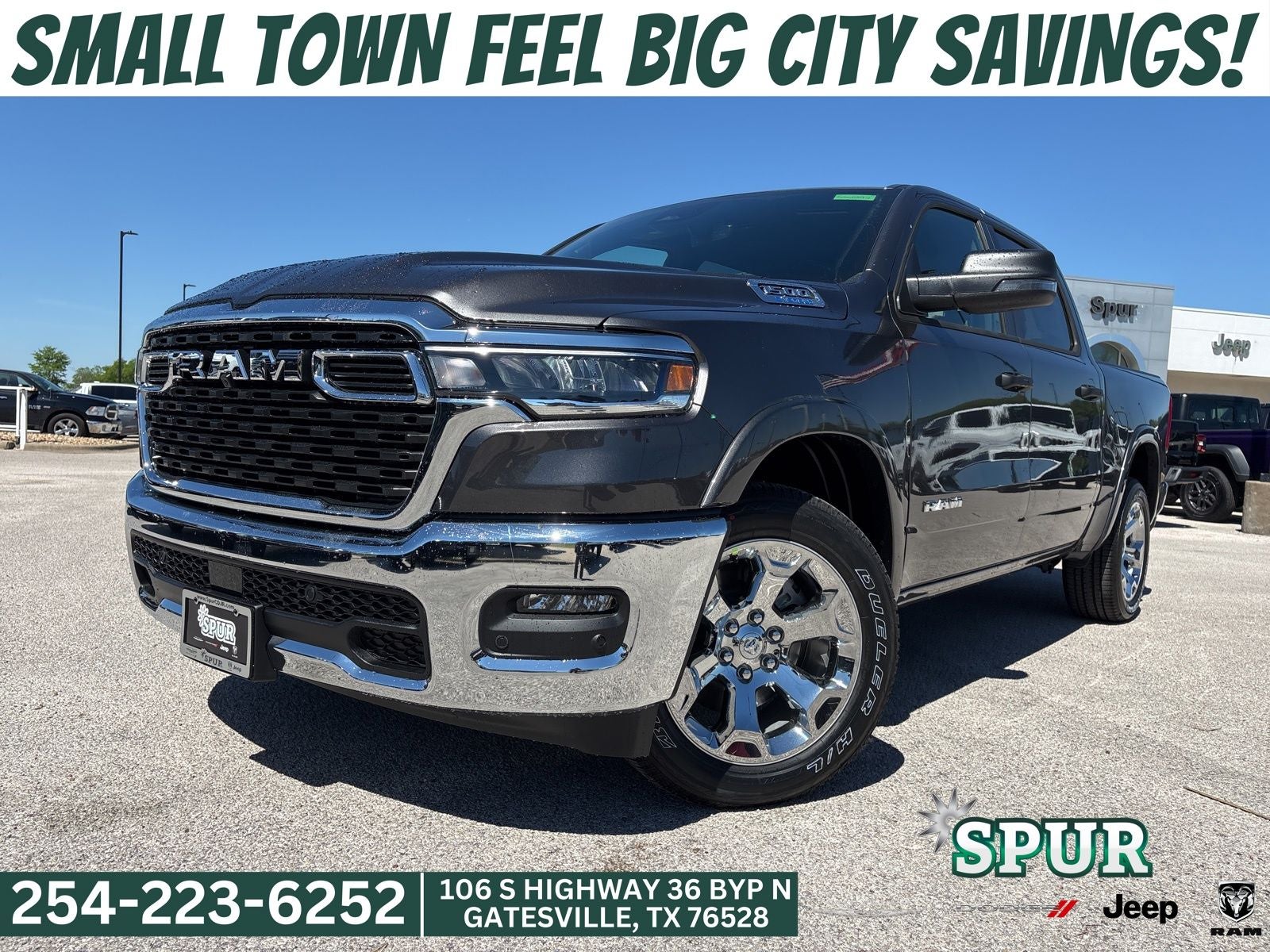 2026 RAM Ram 1500 Lone Star Crew Cab 4x2 5'7' Box in Granite Crystal Metallic Clearcoat — front three-quarter view