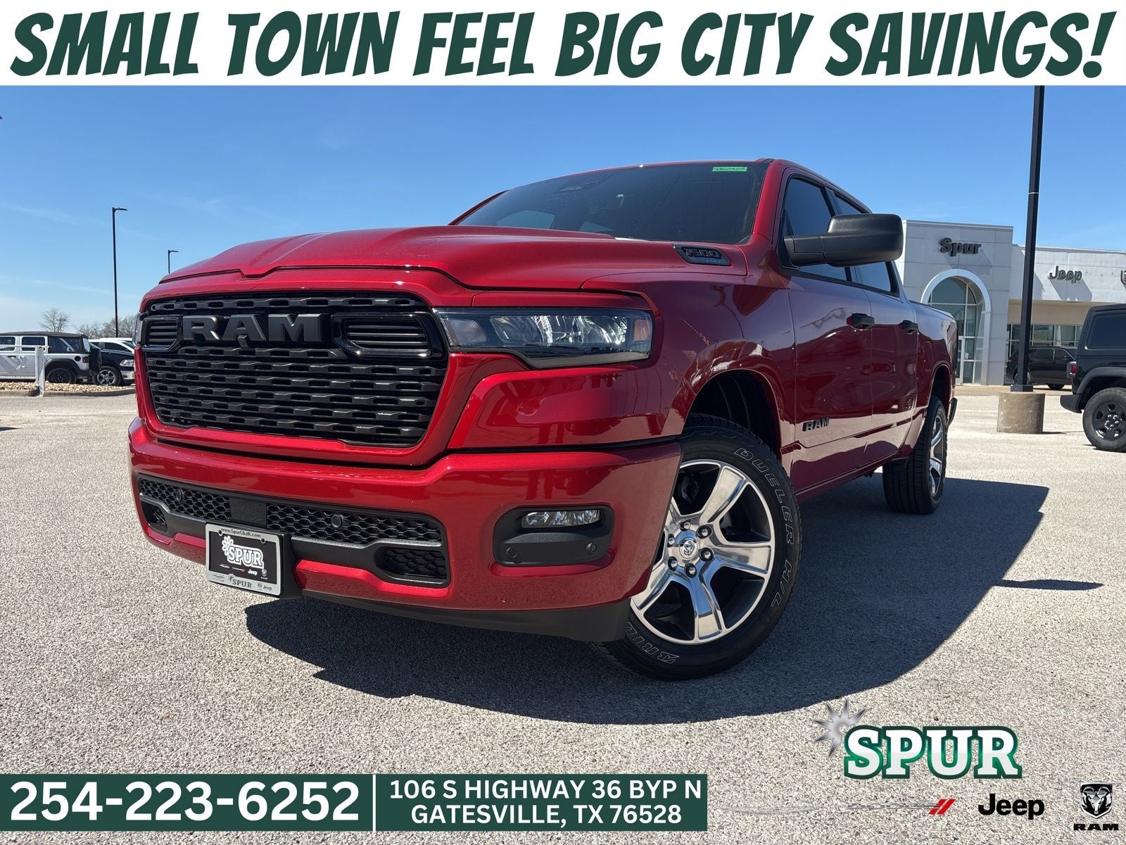 2026 RAM Ram 1500 Express Crew Cab 4x2 5'7' Box in Molten Red Pearlcoat — front three-quarter view