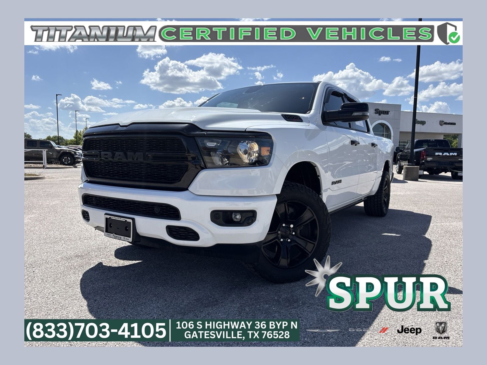 2023 RAM Ram 1500 Lone Star Crew Cab 4x4 5'7' Box in Bright White Clearcoat — front three-quarter view