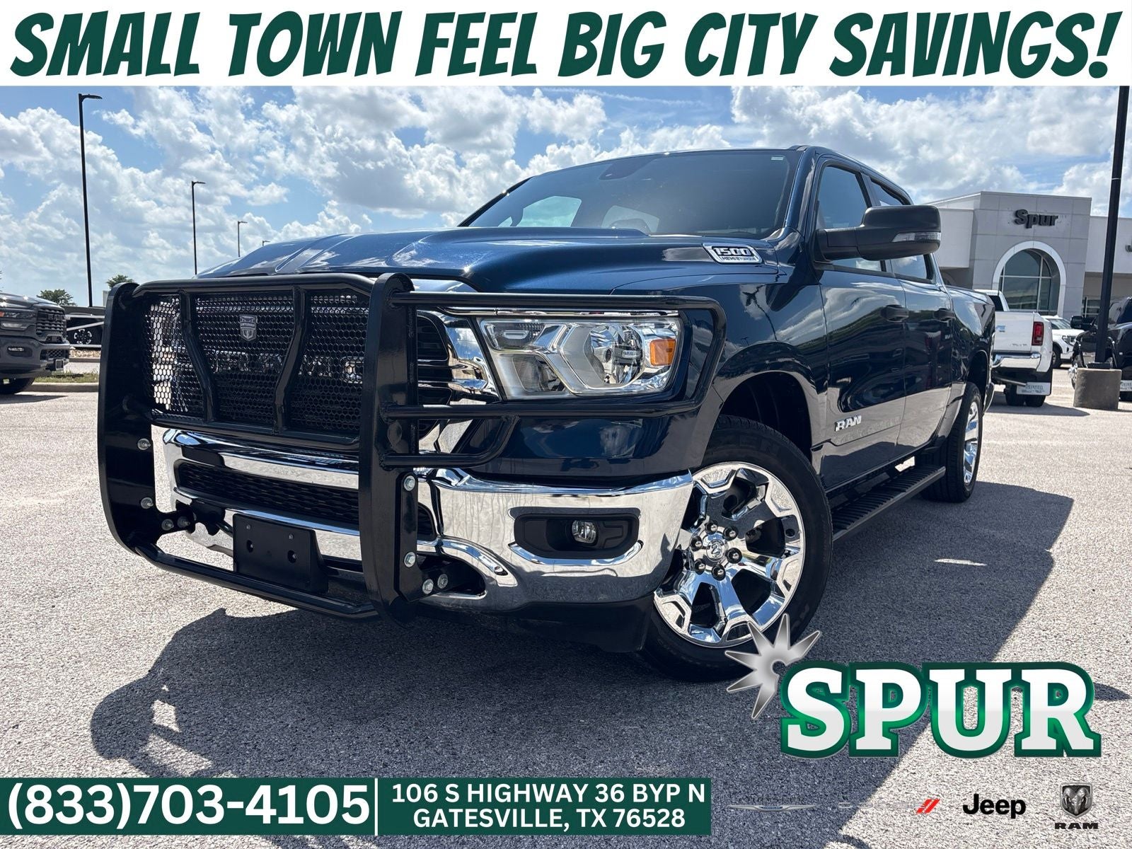 2023 RAM Ram 1500 Lone Star Crew Cab 4x4 5'7' Box in Patriot Blue Pearlcoat — front three-quarter view