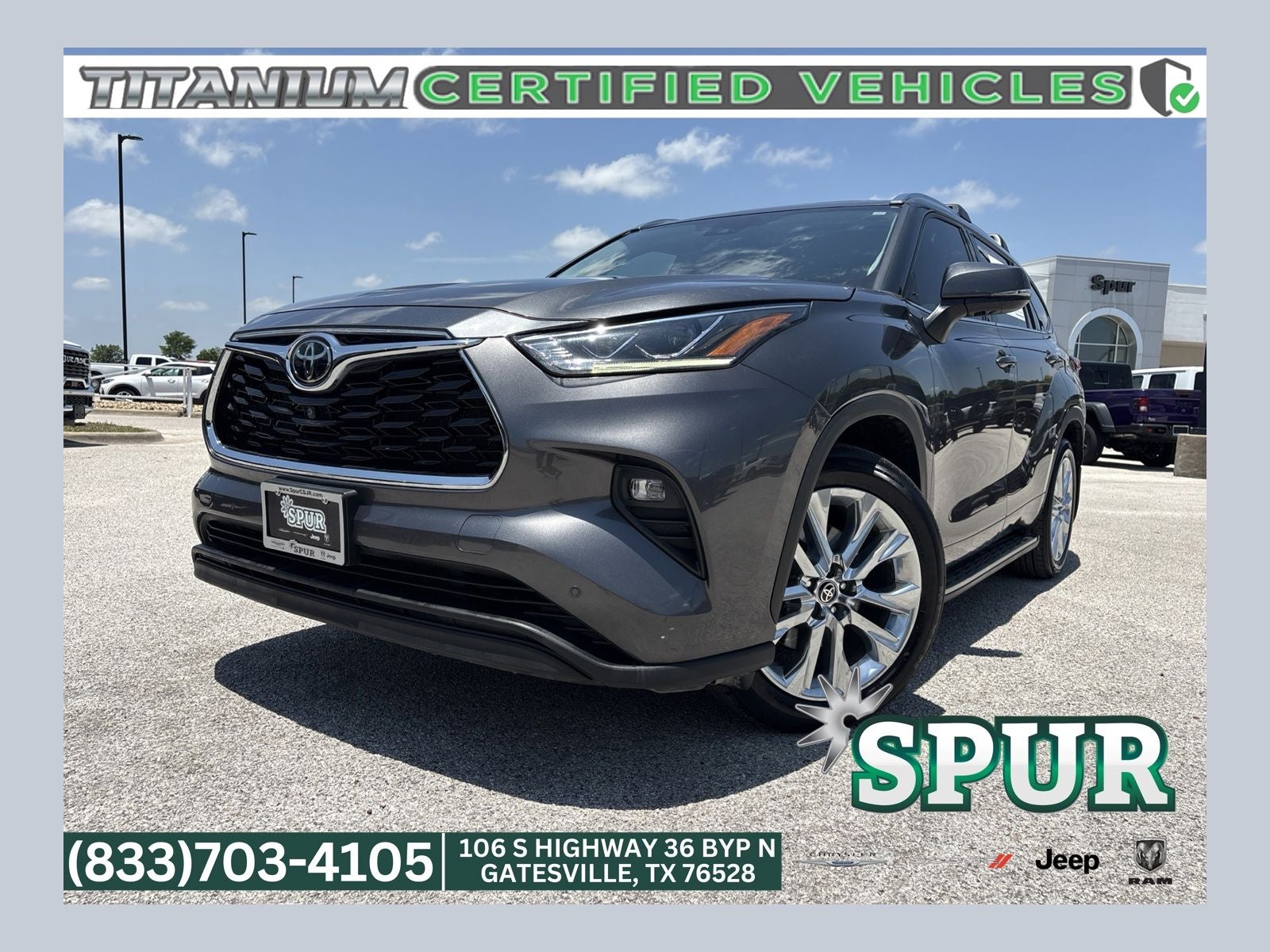 2022 Toyota Highlander Limited in Gray — front three-quarter view
