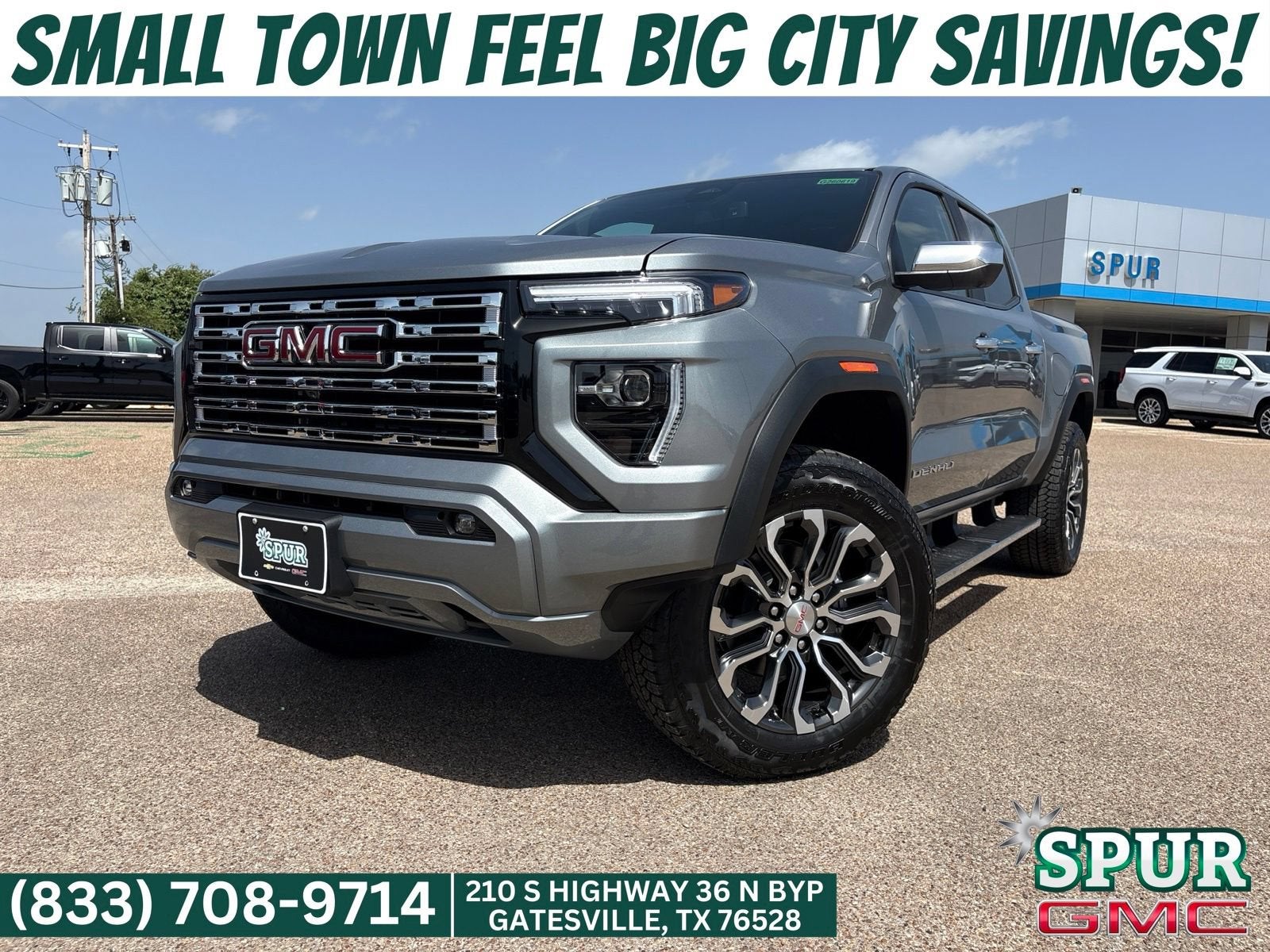 2026 GMC Canyon Denali in Sterling Metallic — front three-quarter view