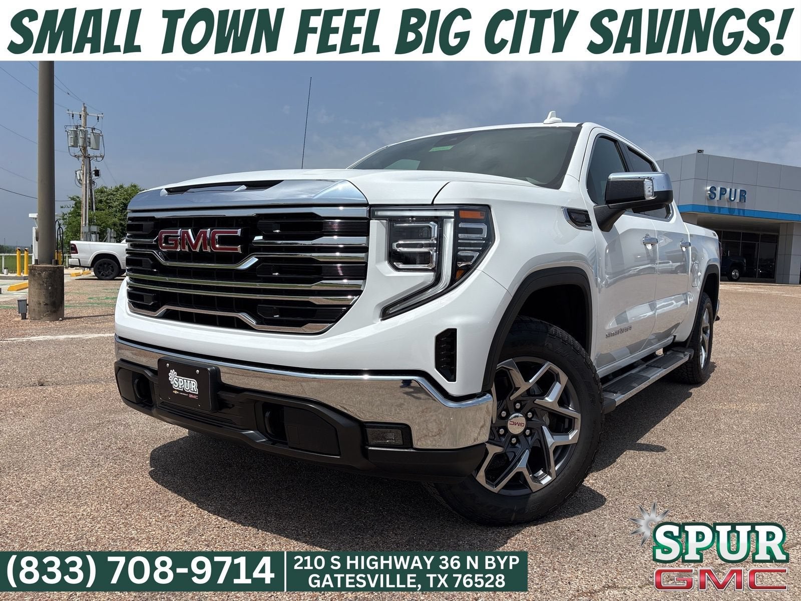 2026 GMC Sierra 1500 SLT in Summit White — front three-quarter view